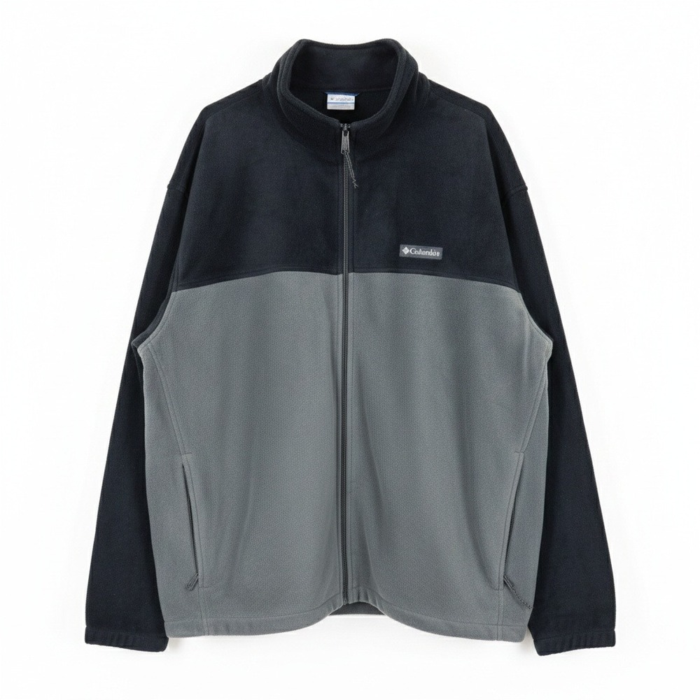 Columbia Fleece Jacket Mens 4XL Black Grey Full Zip EUC Athletic Outdoor 4X